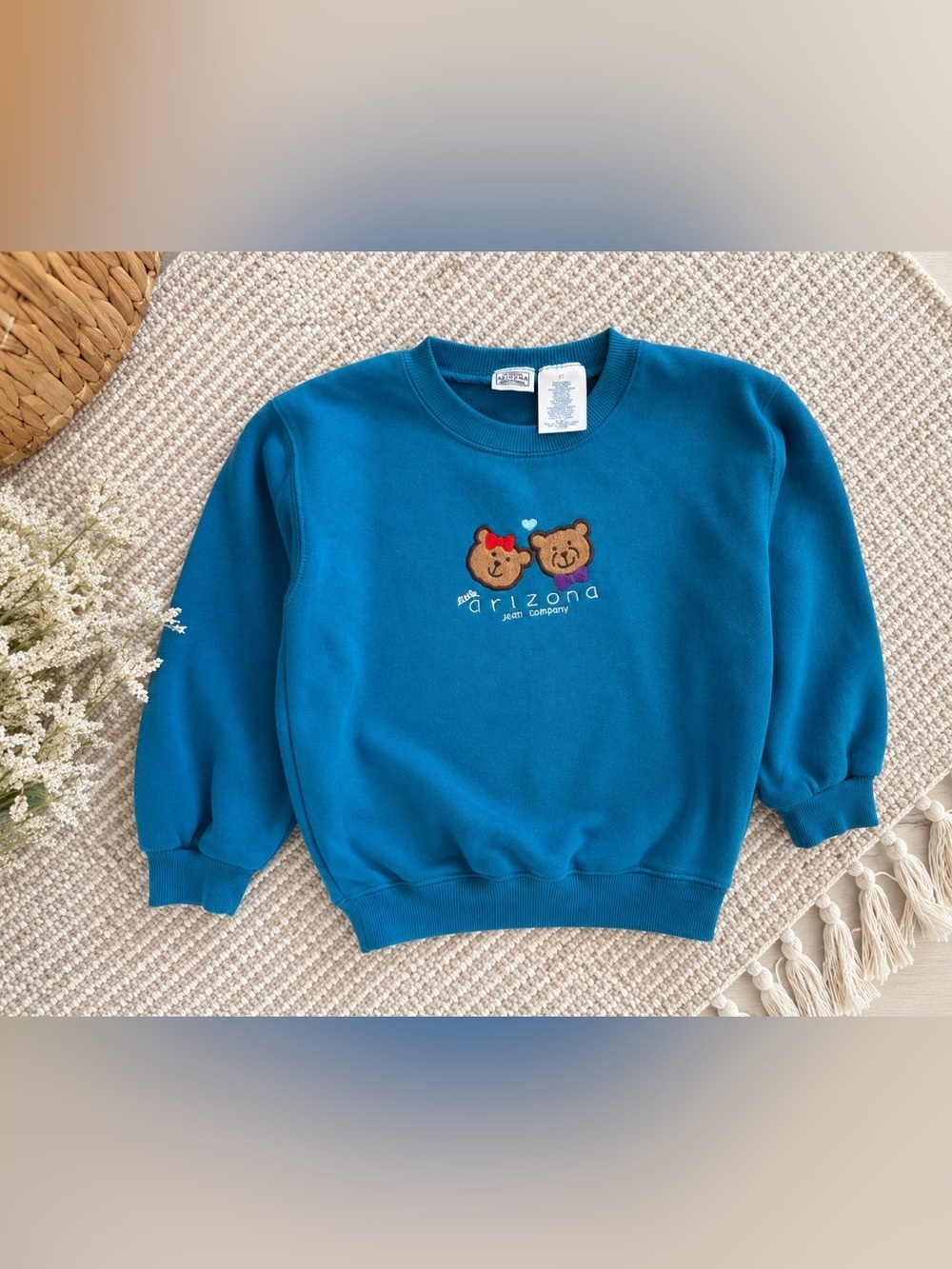 Vintage 90s Arizona Jean Company 5T Girls Teddy Bear Embroidered Sweatshirt